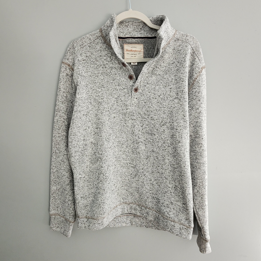 Weatherproof Gray Men's 1/4 Button Sweater